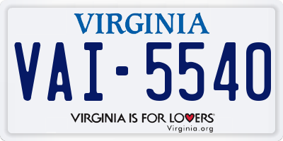VA license plate VAI5540