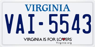 VA license plate VAI5543