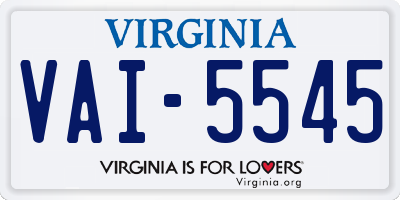 VA license plate VAI5545