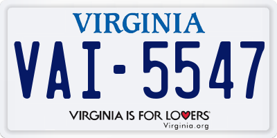 VA license plate VAI5547