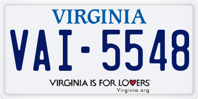 VA license plate VAI5548