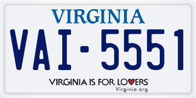 VA license plate VAI5551