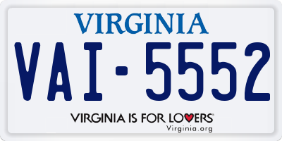 VA license plate VAI5552