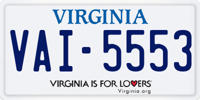 VA license plate VAI5553