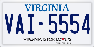 VA license plate VAI5554