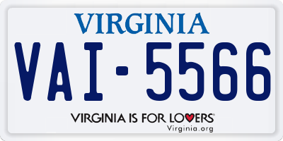 VA license plate VAI5566