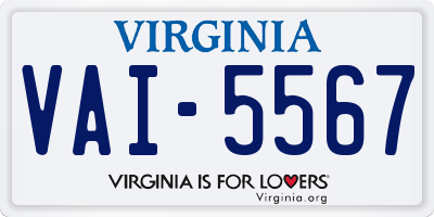 VA license plate VAI5567