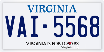 VA license plate VAI5568