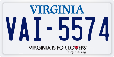 VA license plate VAI5574