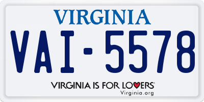 VA license plate VAI5578