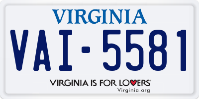 VA license plate VAI5581