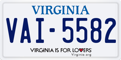 VA license plate VAI5582