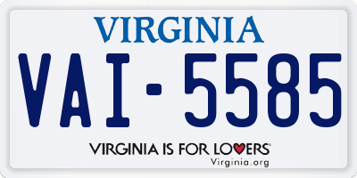 VA license plate VAI5585