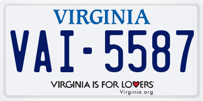 VA license plate VAI5587
