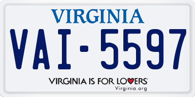 VA license plate VAI5597