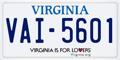 VA license plate VAI5601