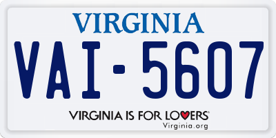VA license plate VAI5607