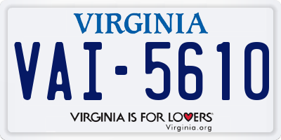 VA license plate VAI5610