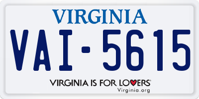 VA license plate VAI5615