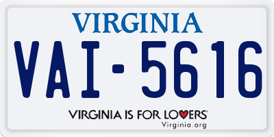 VA license plate VAI5616