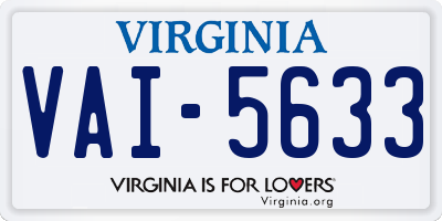 VA license plate VAI5633