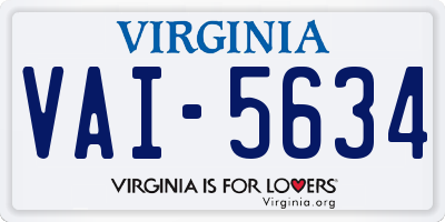 VA license plate VAI5634