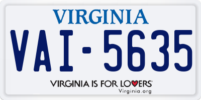 VA license plate VAI5635