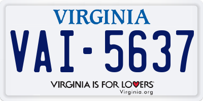 VA license plate VAI5637