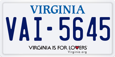 VA license plate VAI5645