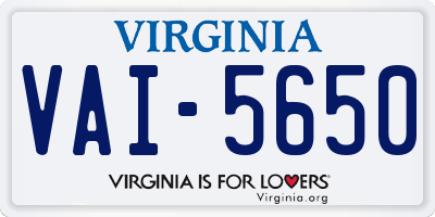VA license plate VAI5650