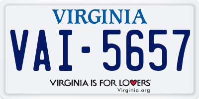VA license plate VAI5657