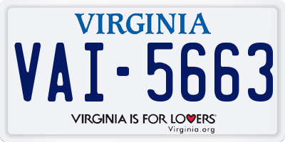VA license plate VAI5663