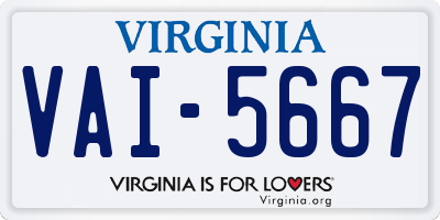 VA license plate VAI5667