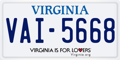 VA license plate VAI5668