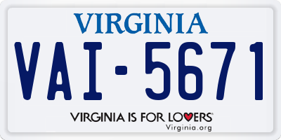 VA license plate VAI5671