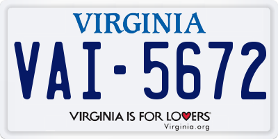 VA license plate VAI5672