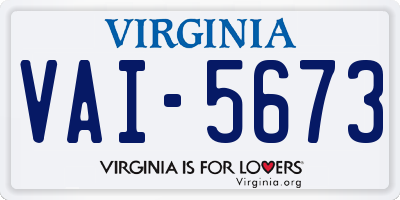VA license plate VAI5673