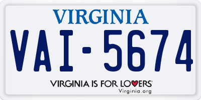 VA license plate VAI5674