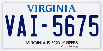 VA license plate VAI5675