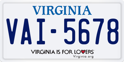 VA license plate VAI5678
