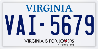 VA license plate VAI5679