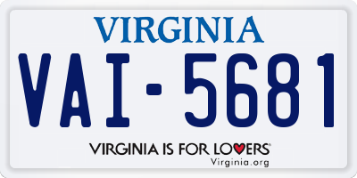 VA license plate VAI5681