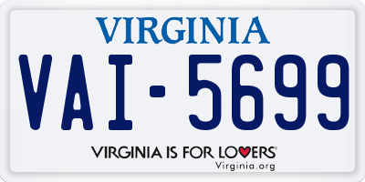 VA license plate VAI5699