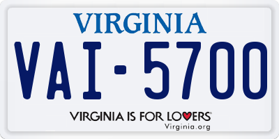 VA license plate VAI5700