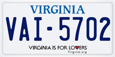 VA license plate VAI5702