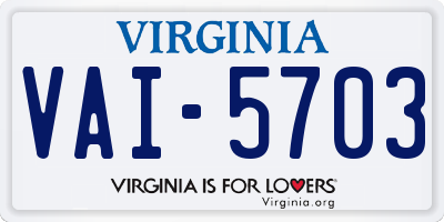 VA license plate VAI5703