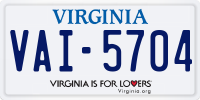VA license plate VAI5704
