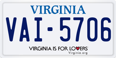 VA license plate VAI5706