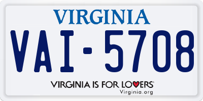 VA license plate VAI5708