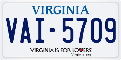 VA license plate VAI5709